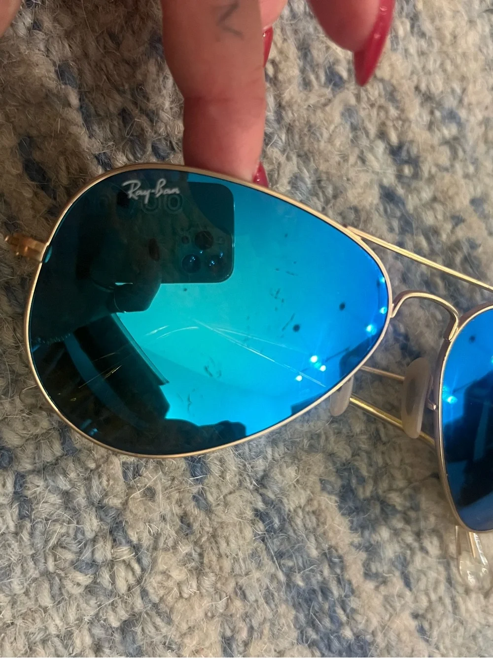 RayBan Aviator Sunglasses Blue Lenses